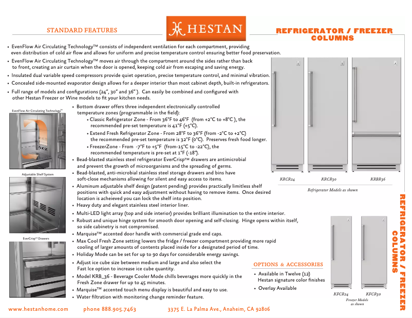Page n°1 - Fiche technique Hestan KFCR24GG