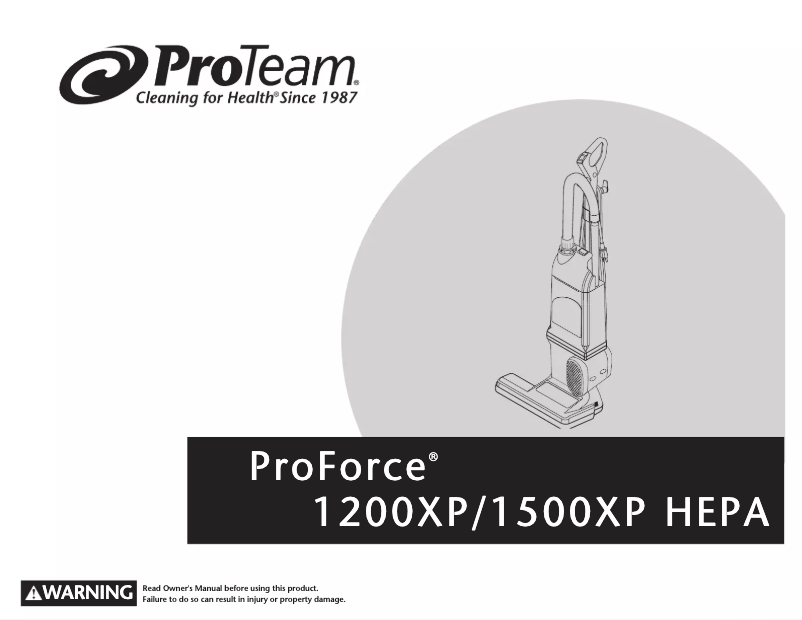 Image de la première page du manuel de l'appareil ProForce 1200XP HEPA