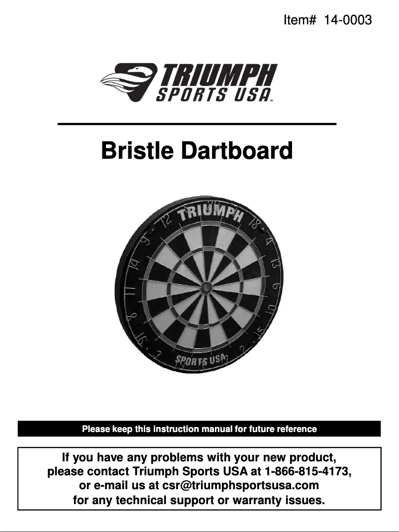 Image de la première page du manuel de l'appareil Bristle Dartboard