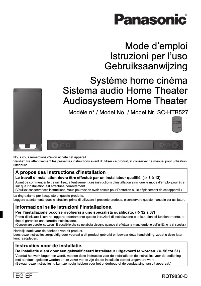 Página 1 del manual Manual de usuario Panasonic SC-HTB527