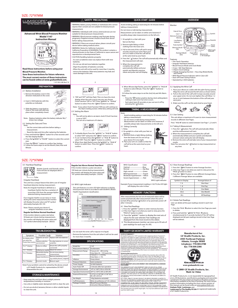 Image de la première page du manuel de l'appareil 1147