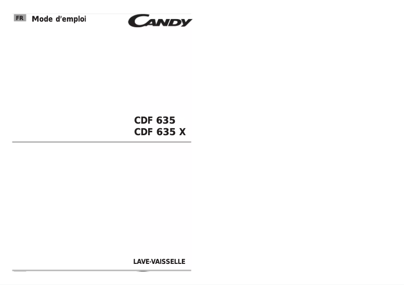 Page n°1 - Manuel utilisateur Candy CDF 635 X-47