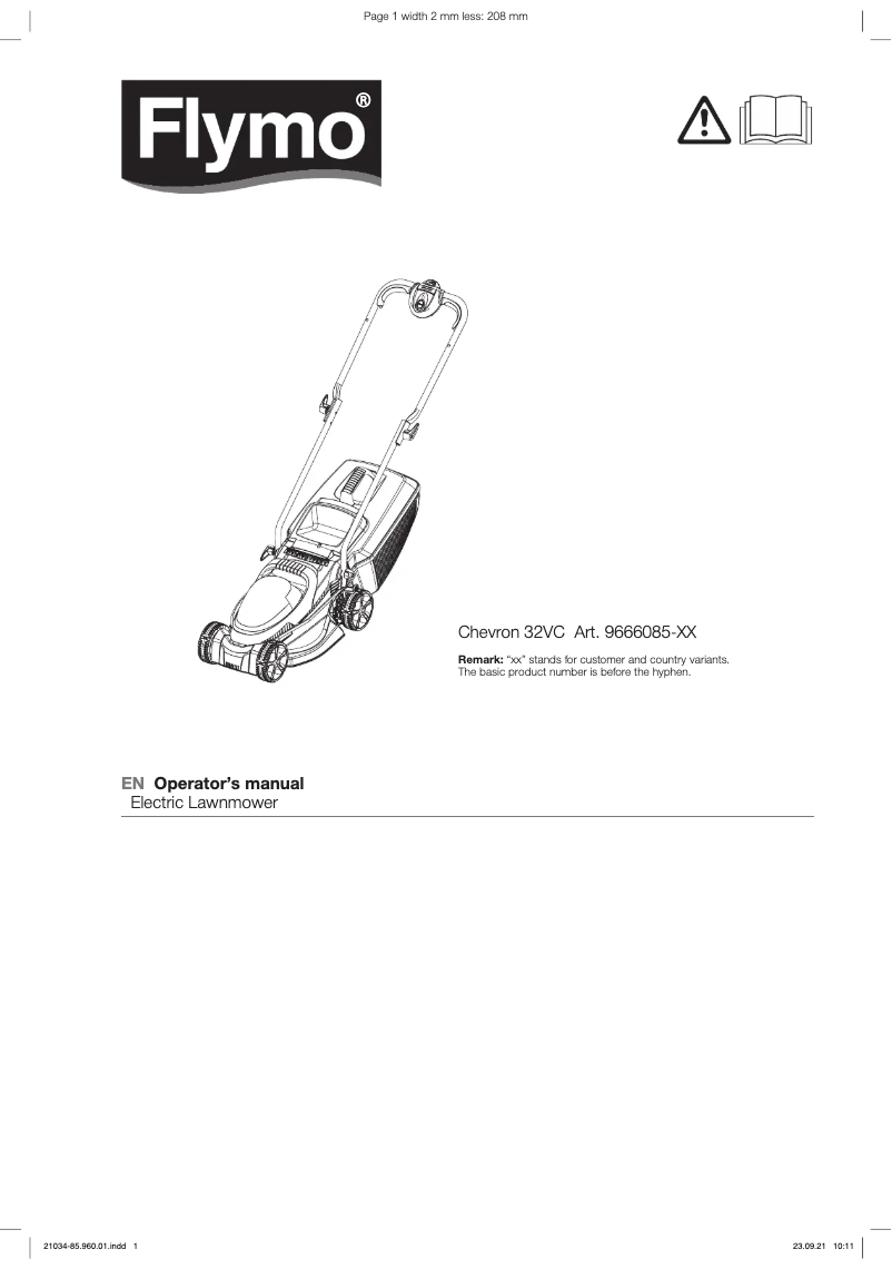 Page 1 de la notice Manuel utilisateur Flymo Chevron 32VC