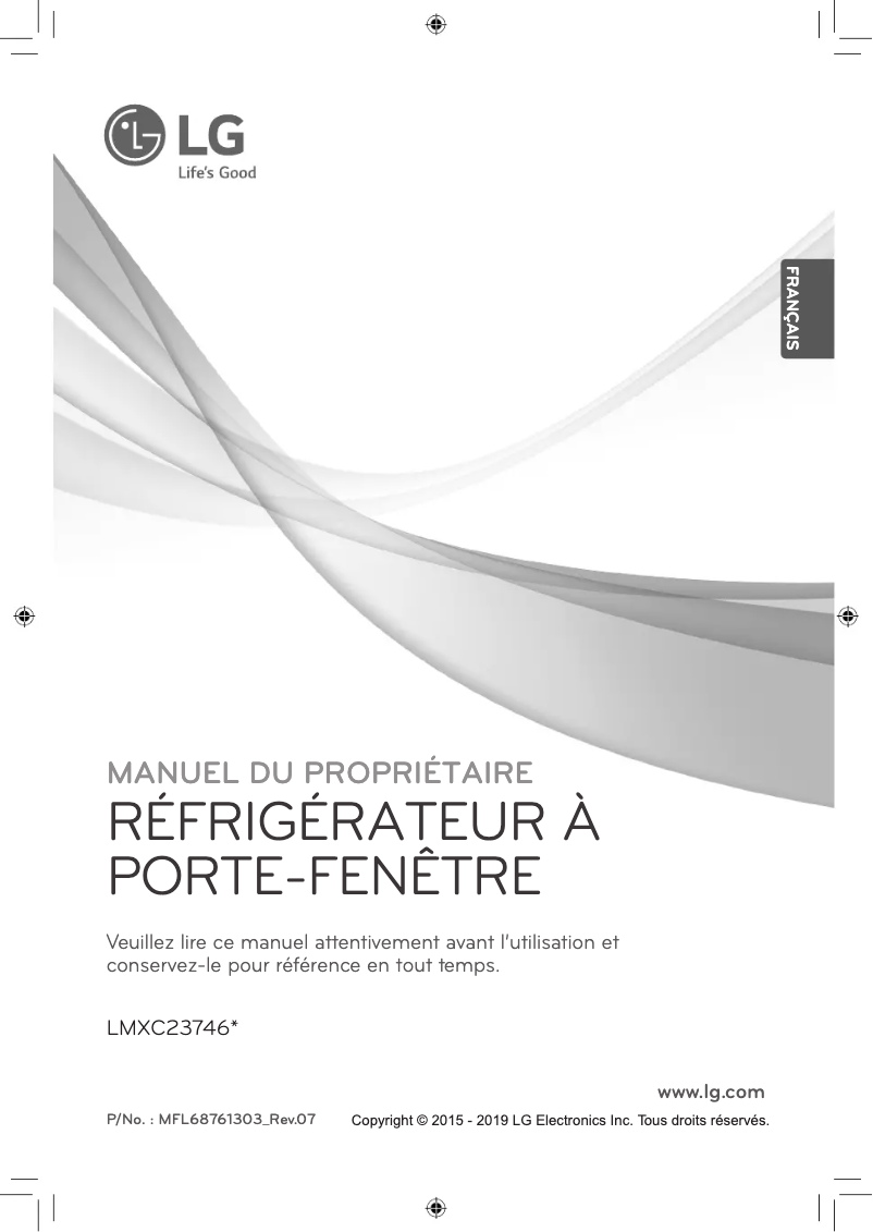 Page 1 de la notice Manuel utilisateur LG LMXC23746S