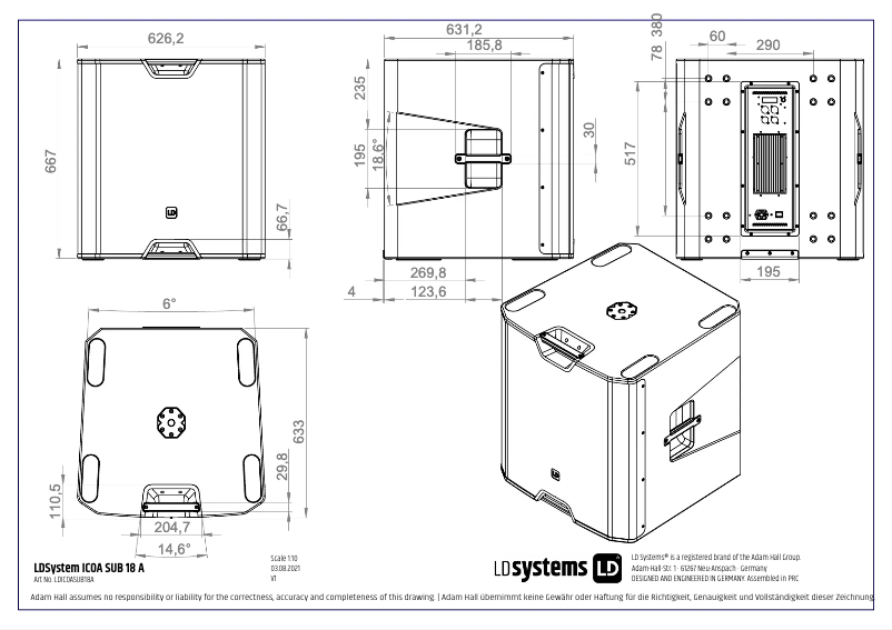 Page 1 de la notice Fiche technique LD Systems ICOA SUB 18 A