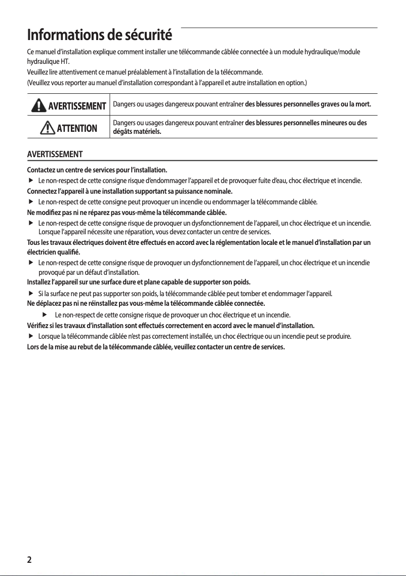Page 1 de la notice Guide d'installation Samsung MWR-WW00