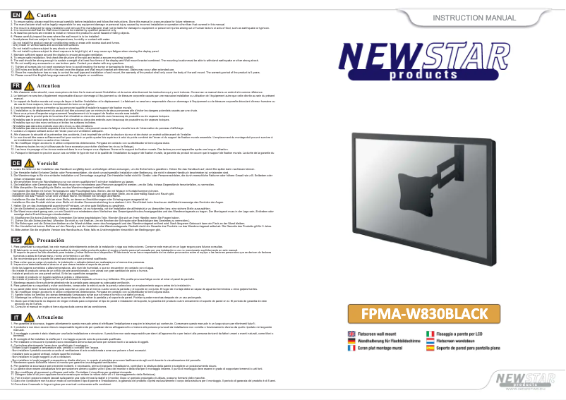 Page n°1 - Manuel utilisateur Newstar FPMA-W830
