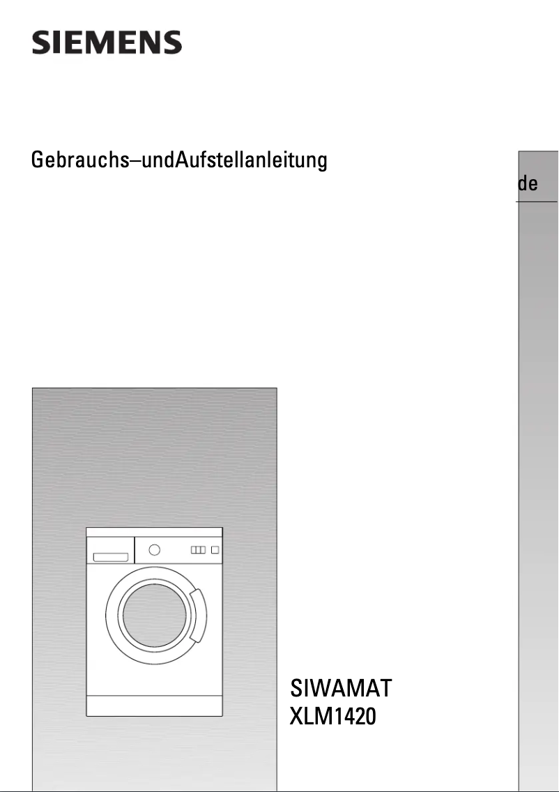 Page 1 de la notice Manuel utilisateur Siemens Siwamat XLM 1420
