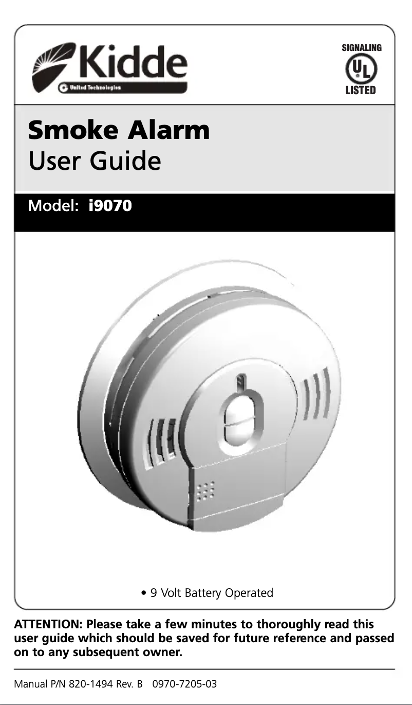 Page n°1 - Manuel utilisateur Kidde i9070