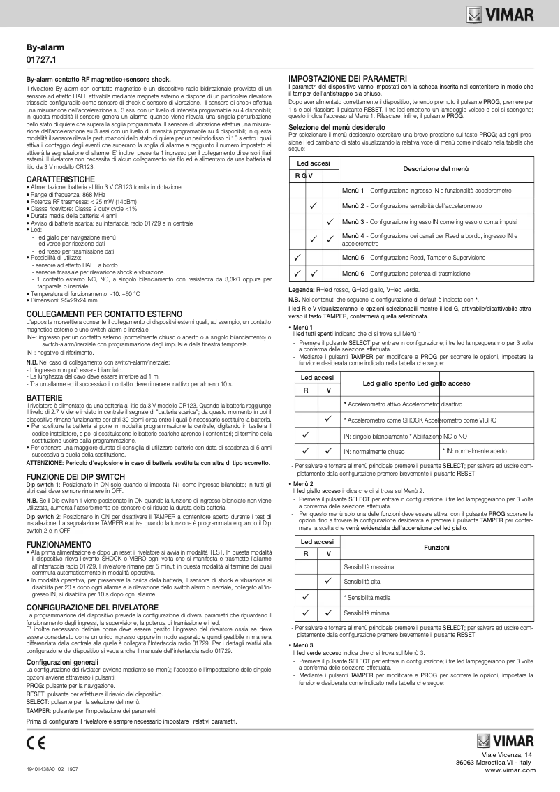 Page n°1 - Manuel utilisateur Vimar 01727.1.B