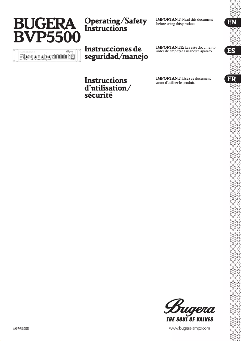 Page n°1 - Manuel utilisateur Bugera Ultrabass BVP5500