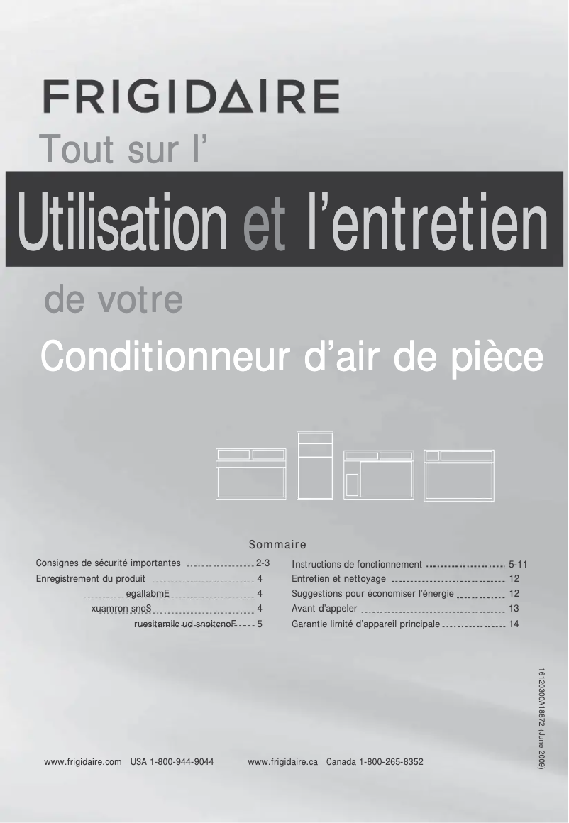 Page 1 de la notice Manuel utilisateur Frigidaire FFRE223WAE