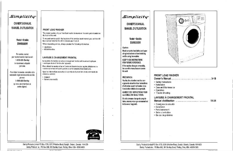 Imagen de la primera página del manual del dispositivo SWM5500W