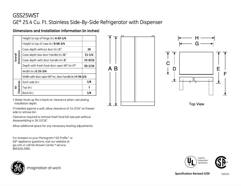 Imagen de la primera página del manual del dispositivo GSS25WSTSS