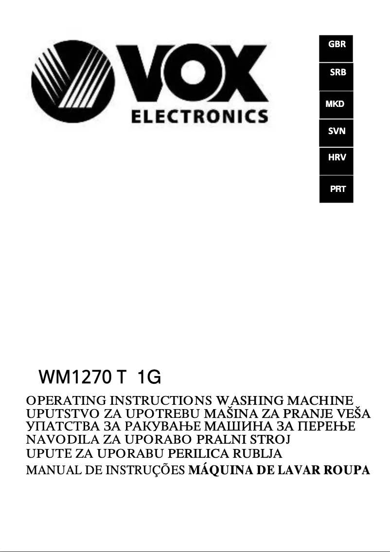 Page 1 de la notice Manuel utilisateur VOX WM1270-T1G