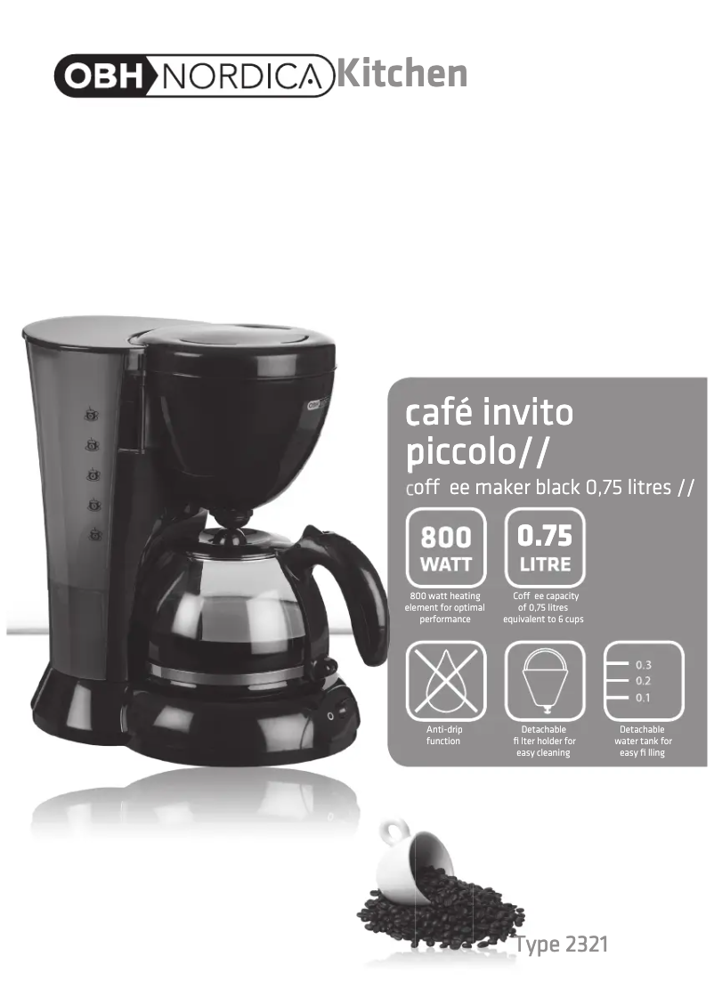 Página 1 del manual Manual de usuario OBH Nordica Café Invito Piccolo