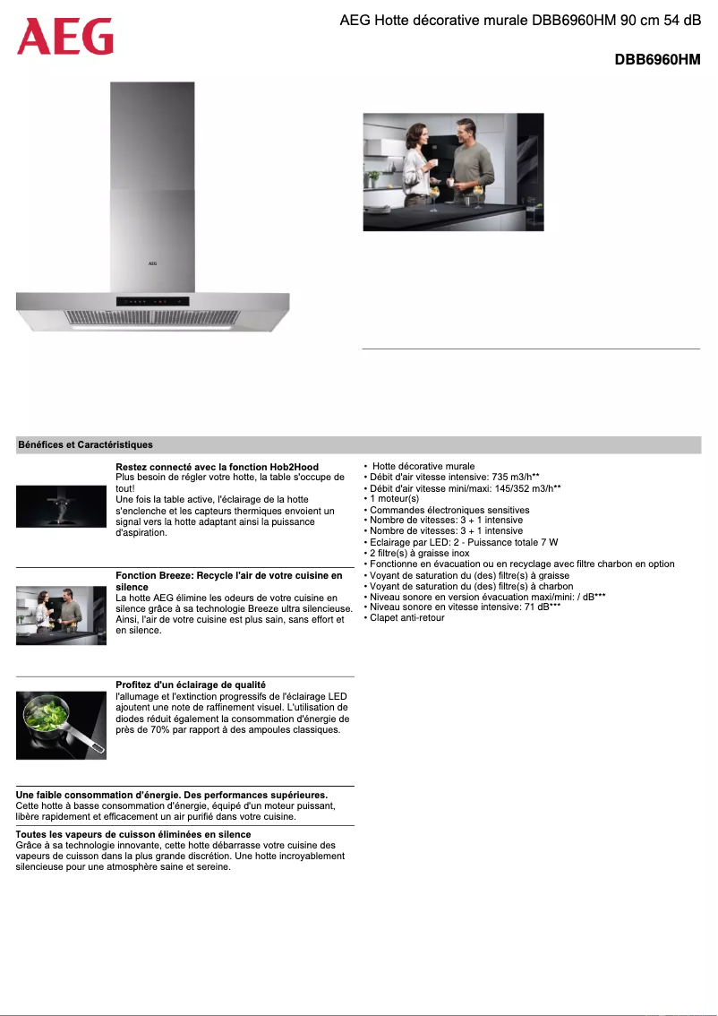 Página 1 del manual Ficha técnica AEG DBB6960HM