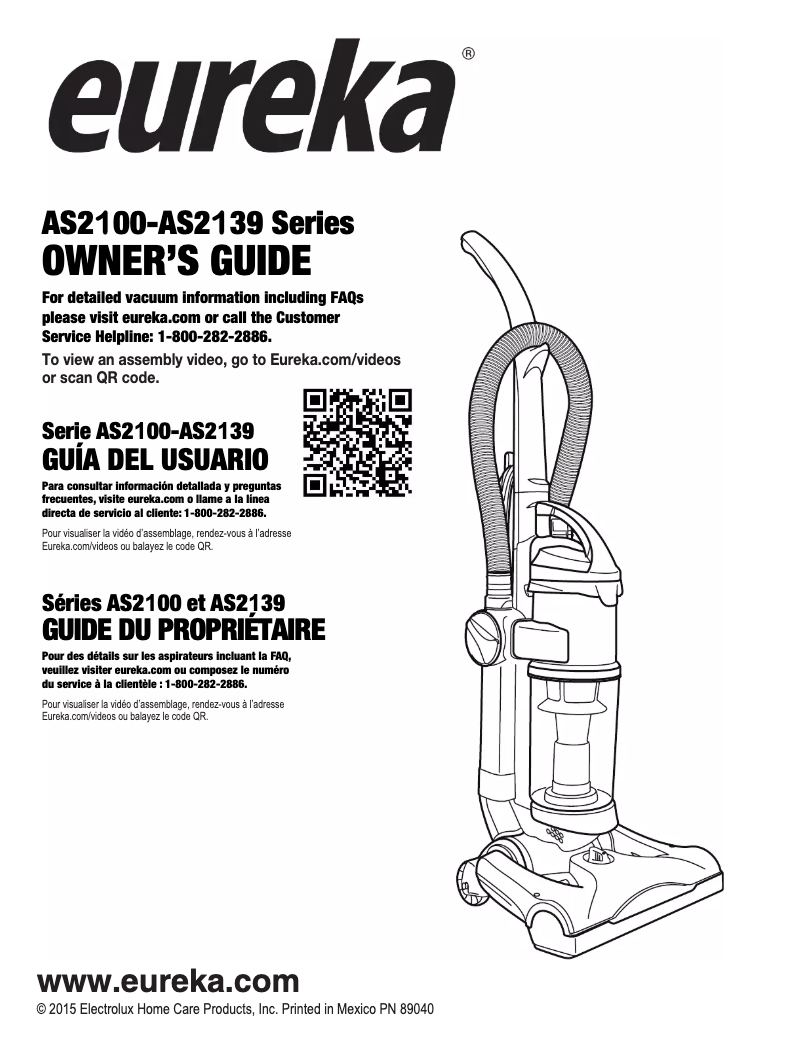 Page n°1 - Manuel utilisateur Eureka AirSpeed AS2111A