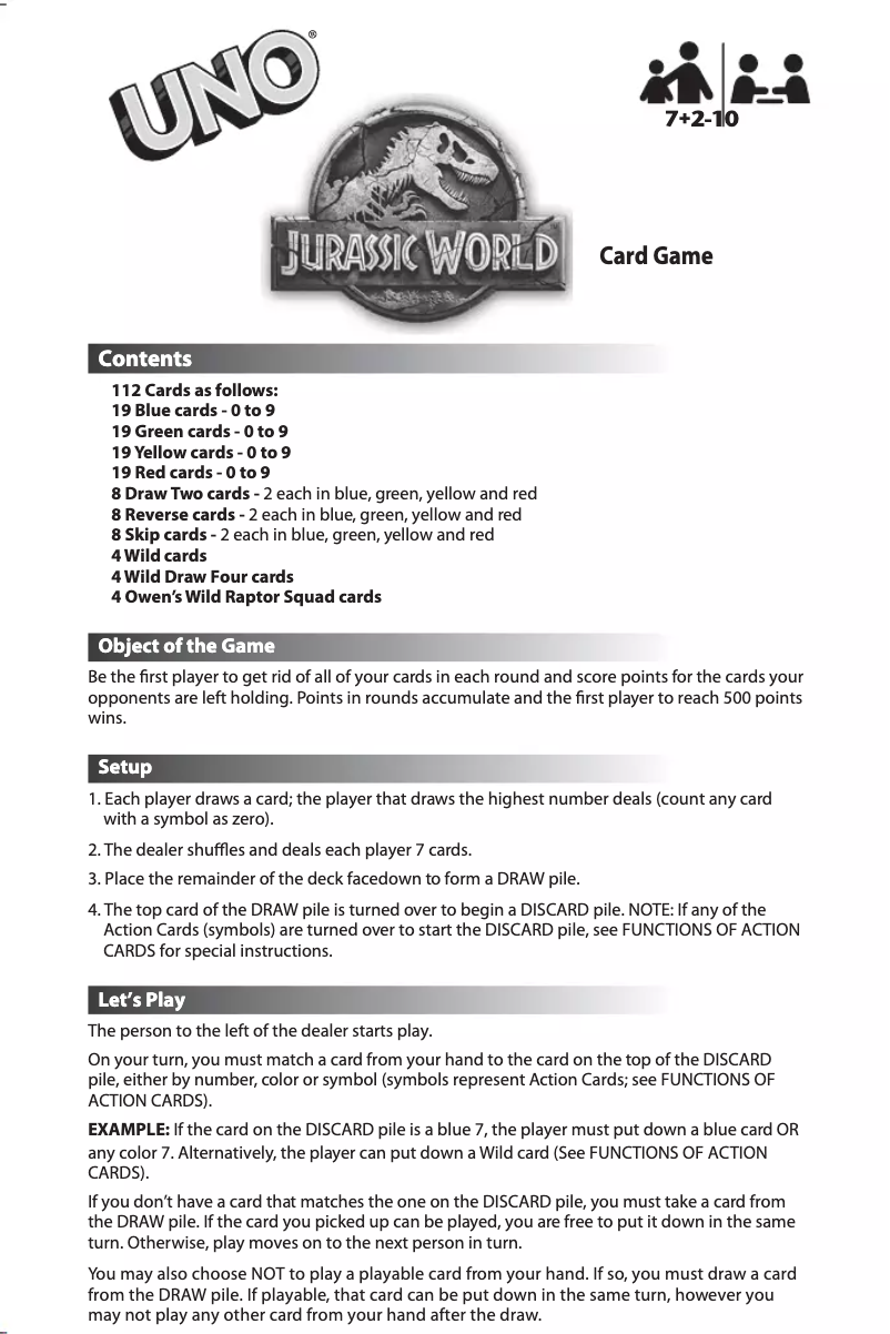 Página 1 del manual Manual de usuario Mattel UNO Jurassic World