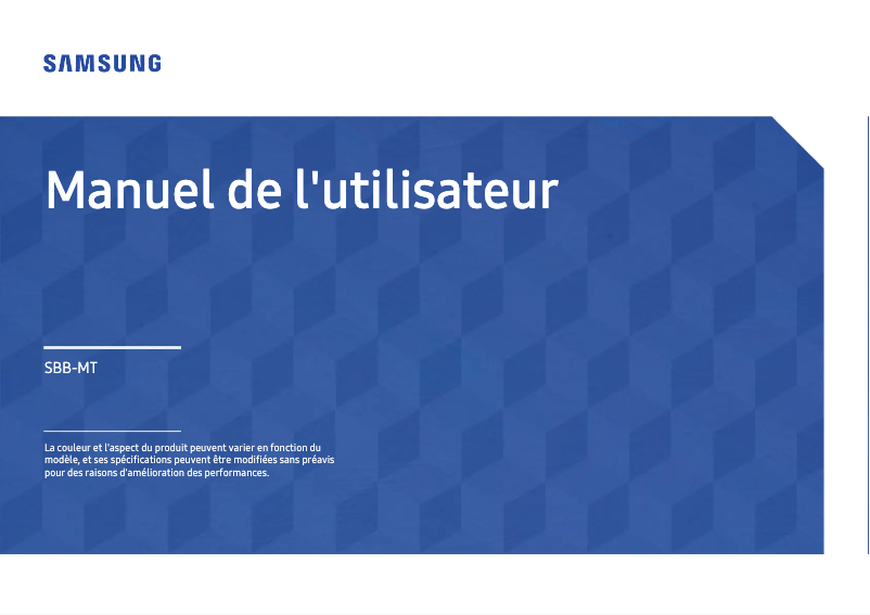 Page 1 de la notice Manuel utilisateur Samsung SBB-MT