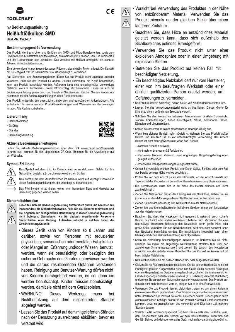 Page 1 de la notice Manuel utilisateur Toolcraft ZD-8907