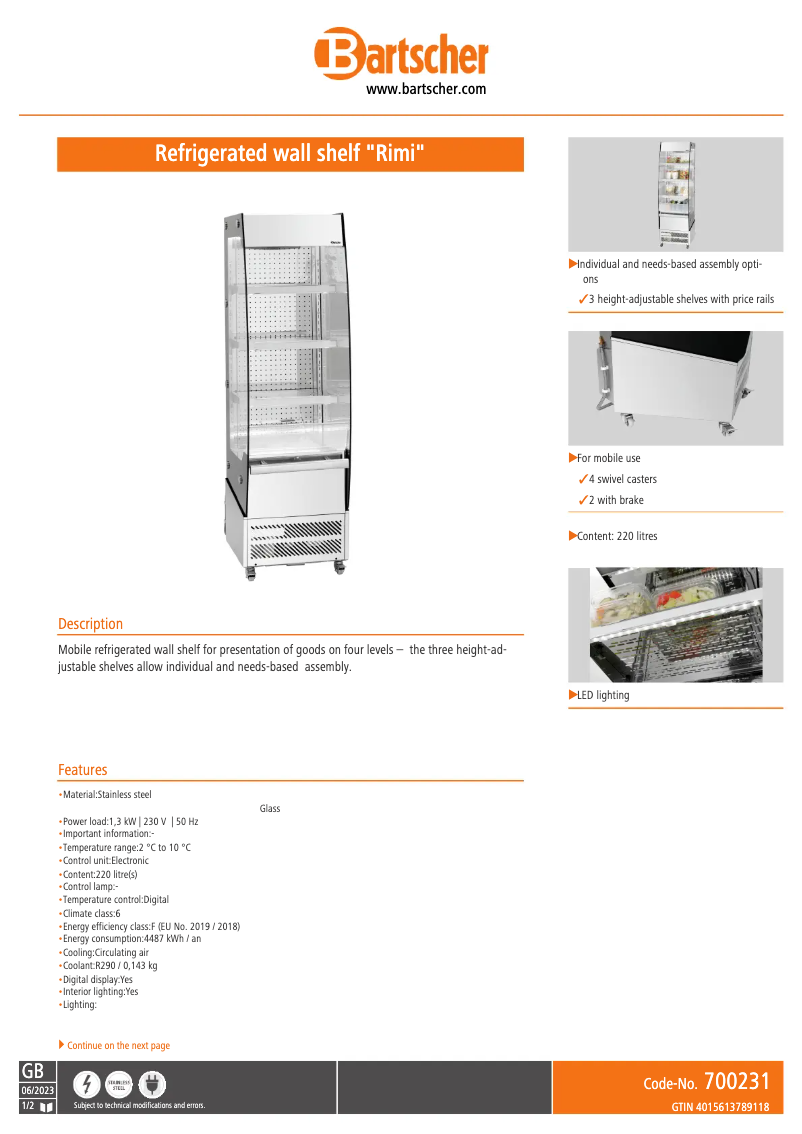 Image de la première page du manuel de l'appareil Rimi 700226