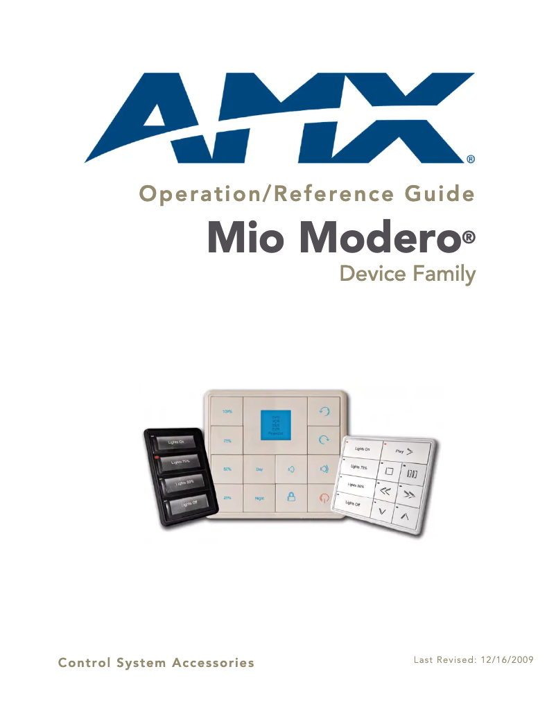 Page 1 de la notice Manuel utilisateur AMX MIO-CLASSIC-D