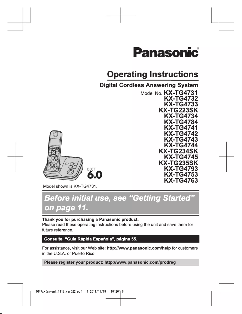 Page n°1 - Manuel utilisateur Panasonic KX-TG4744
