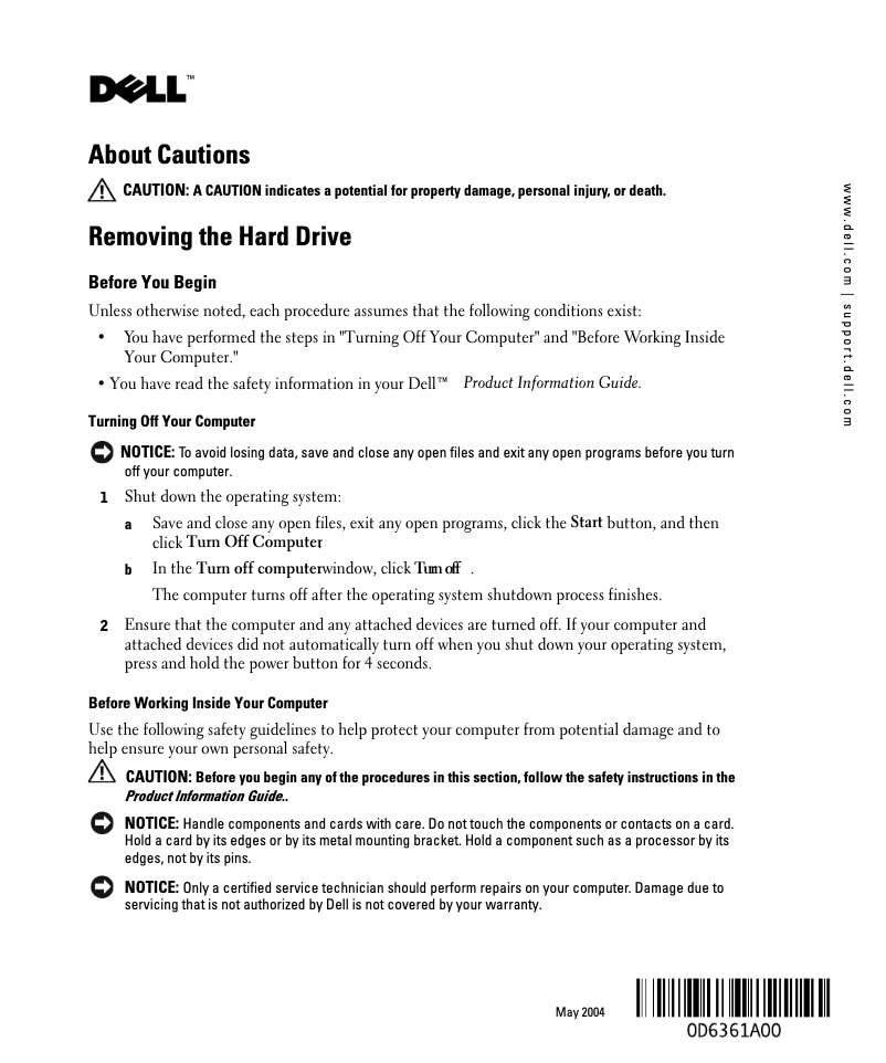 Image de la première page du manuel de l'appareil Inspiron 1000