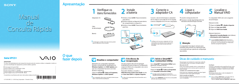 Page 1 de la notice Manuel utilisateur Sony Vaio VPCS110