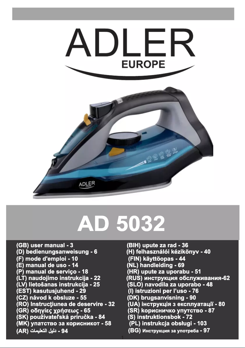 Page 1 de la notice Manuel utilisateur Adler AD 5032