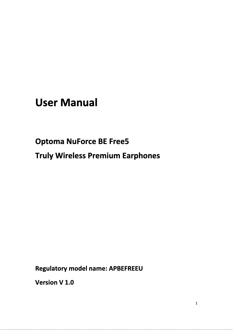 Page n°1 - Manuel utilisateur Optoma BE Free5