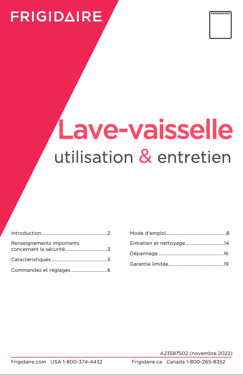 Page n°1 - Manuel utilisateur Frigidaire FDPH4316AB