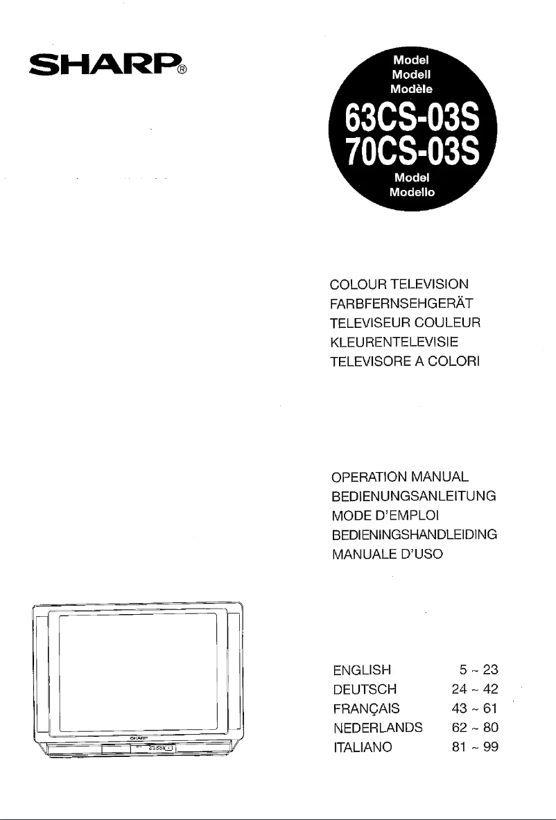 Page n°1 - Manuel utilisateur Sharp 70CS03S