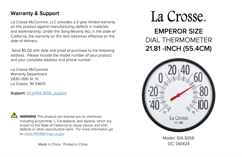 Image de la première page du manuel de l'appareil 104-3056