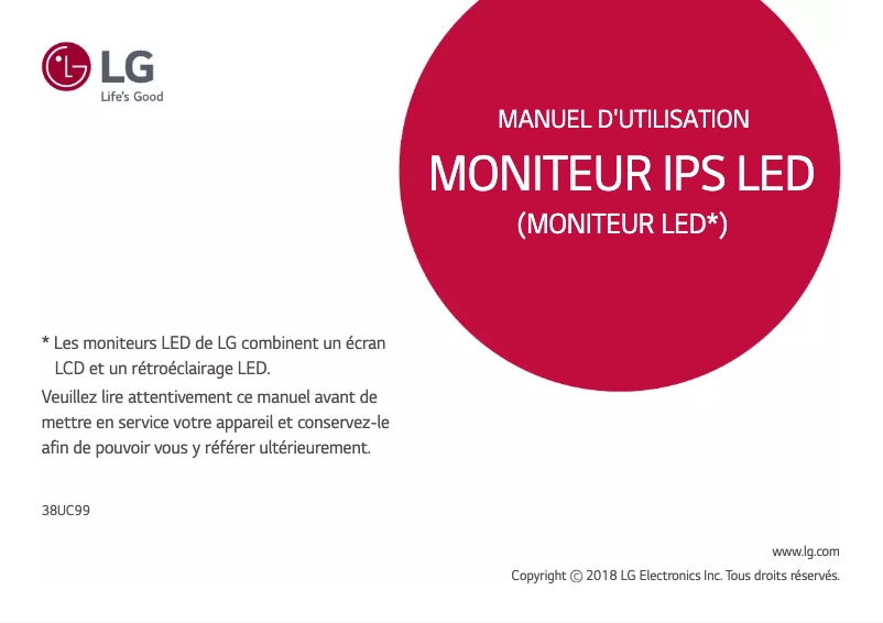 Image de la première page du manuel de l'appareil UltraWide 38UC99