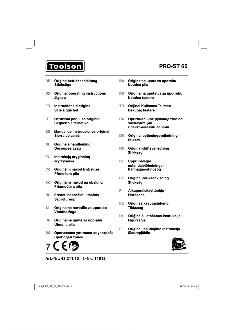 Page 1 de la notice Manuel utilisateur Toolson PRO-ST 65