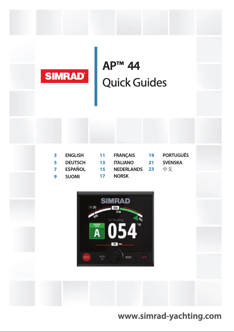 Page n°1 - Guide de démarrage rapide Simrad AP44