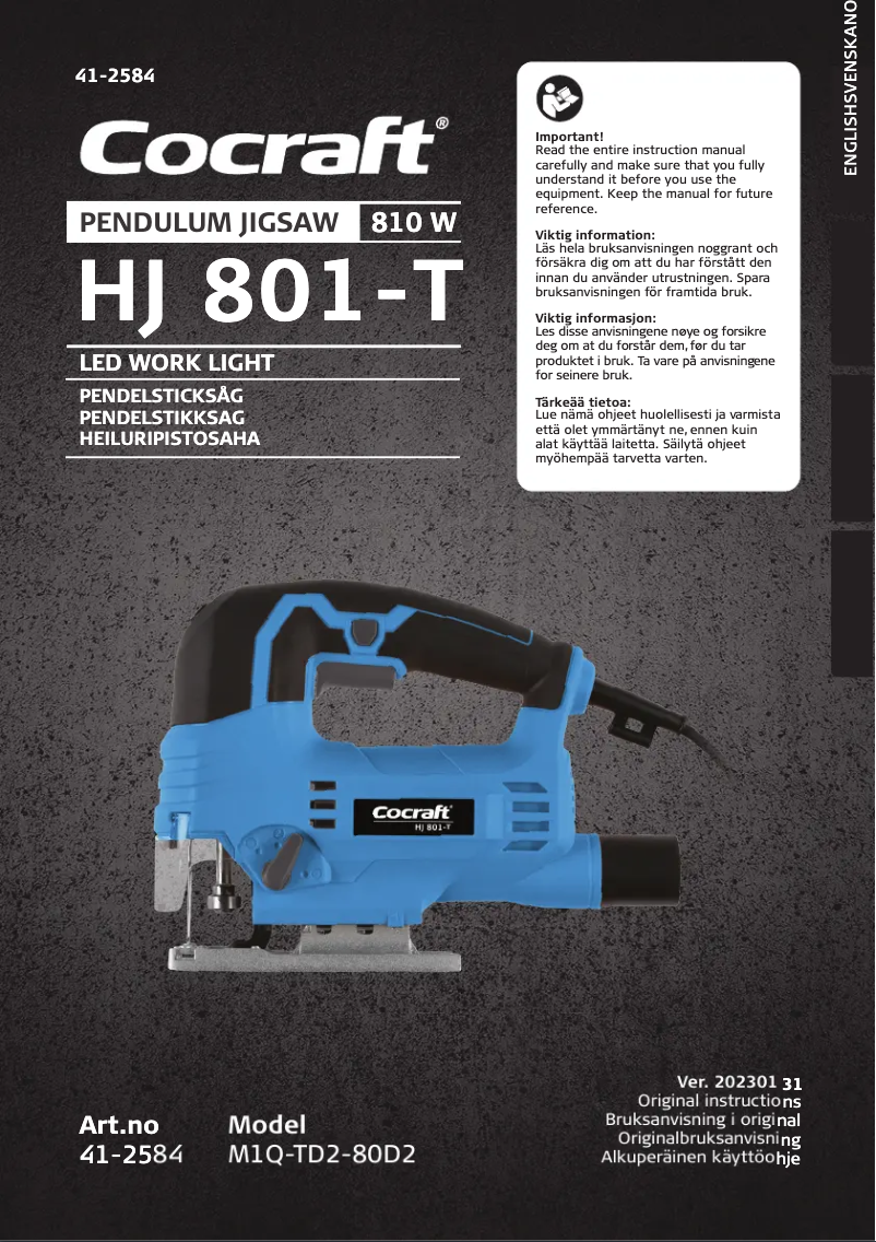 Image de la première page du manuel de l'appareil HJ 801-T