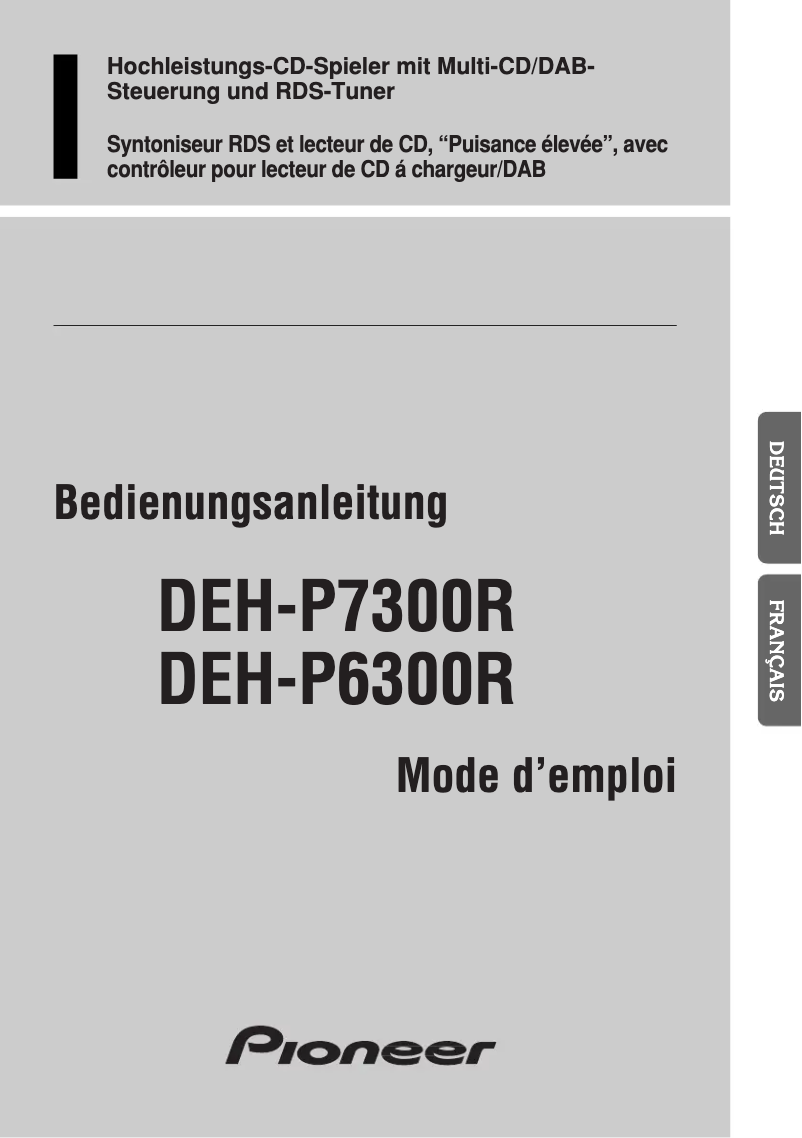 Page n°1 - Manuel utilisateur Pioneer DEH-P7300R
