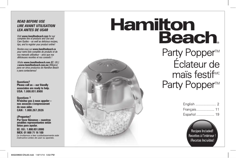 Image de la première page du manuel de l'appareil Party Popper 73310