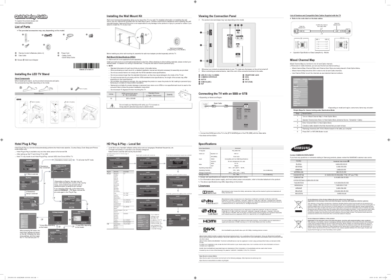 Page 1 de la notice Guide de démarrage rapide Samsung HG32ED470SK LED TV
