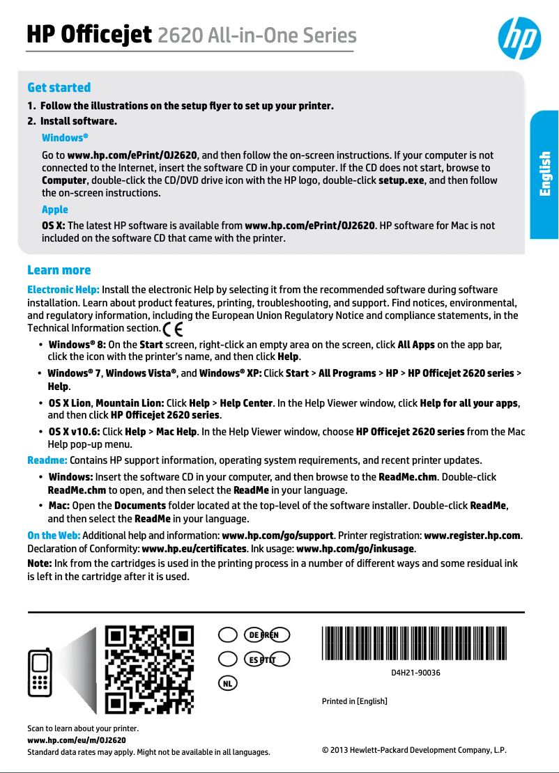 Page n°1 - Manuel utilisateur HP Officejet 2622 All-in-One