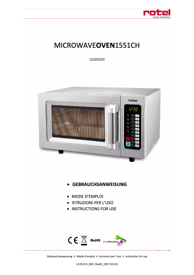Page n°1 - Manuel utilisateur Rotel U1551CH