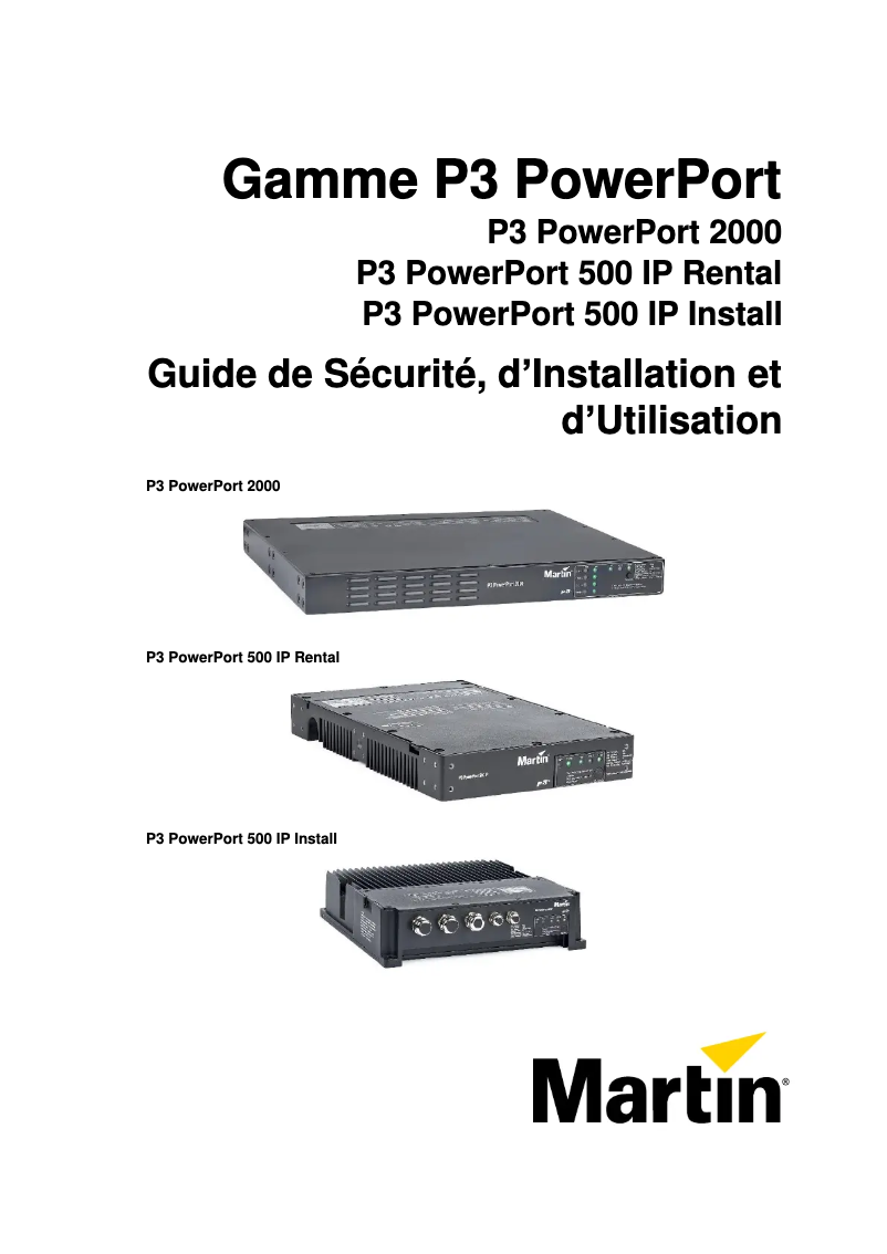 Page n°1 - Instructions de sécurité Martin P3 PowerPort 500 IP Rental