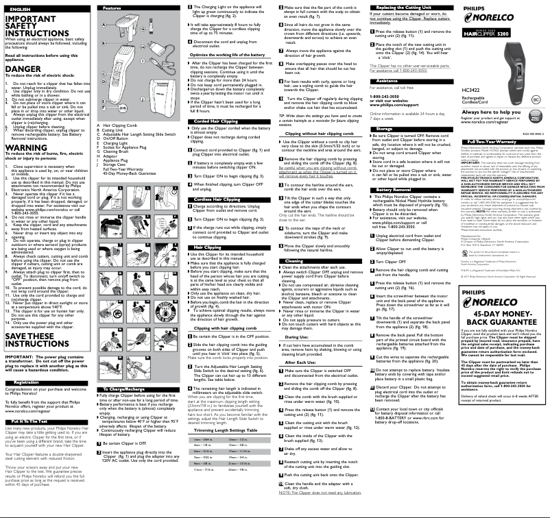 Page 1 de la notice Manuel utilisateur Philips Norelco series 5000 HC3422