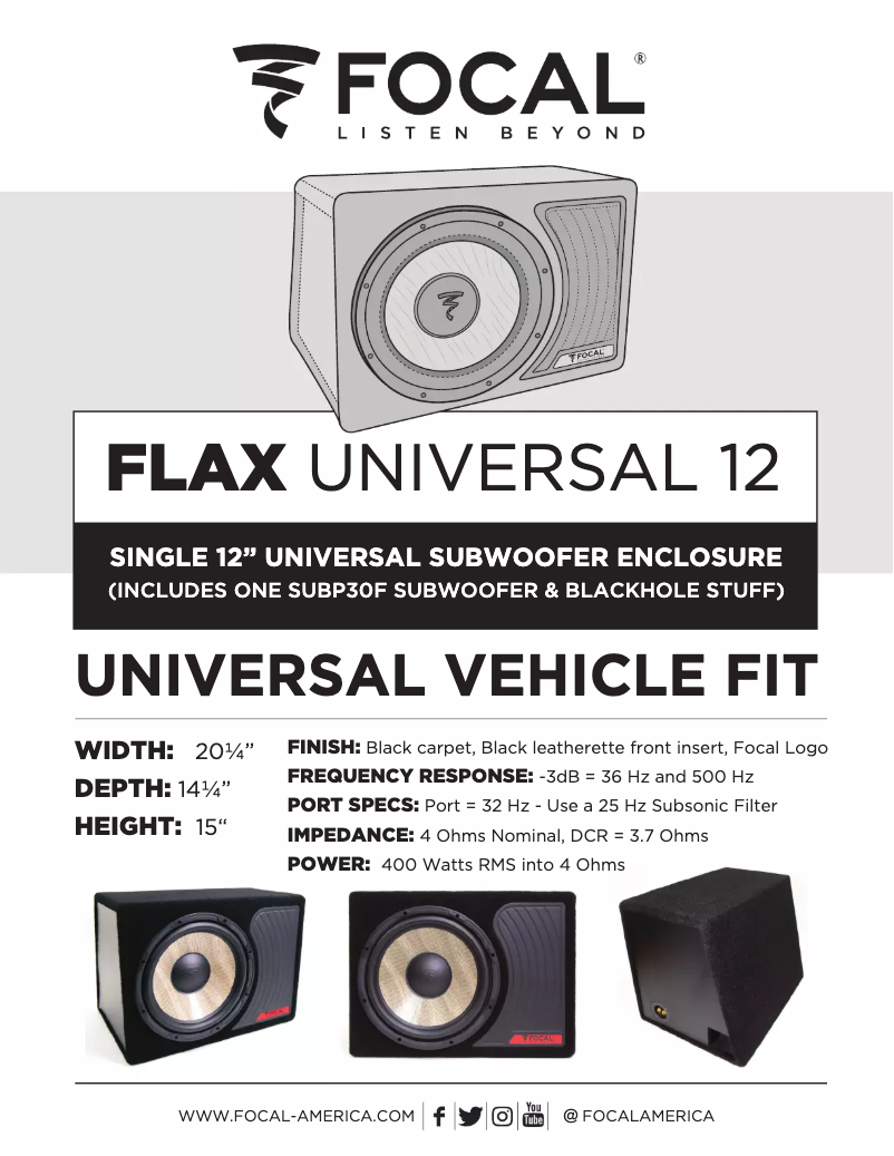 Page 1 de la notice Manuel utilisateur Focal FLAX Universal 12