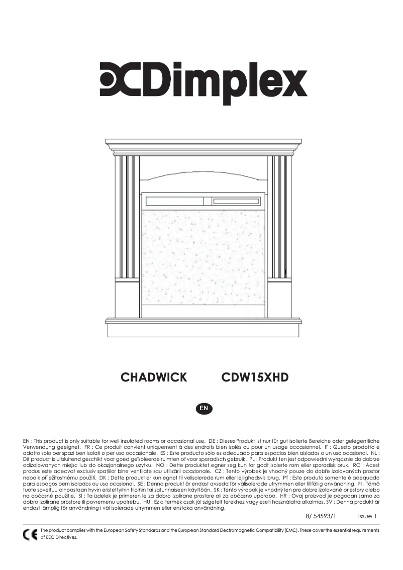 Page 1 de la notice Manuel utilisateur Dimplex Chadwick Optiflame CDW15XHD