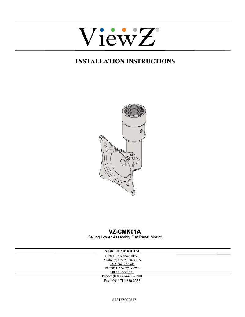 Page 1 de la notice Manuel utilisateur ViewZ VZ-17RTLD