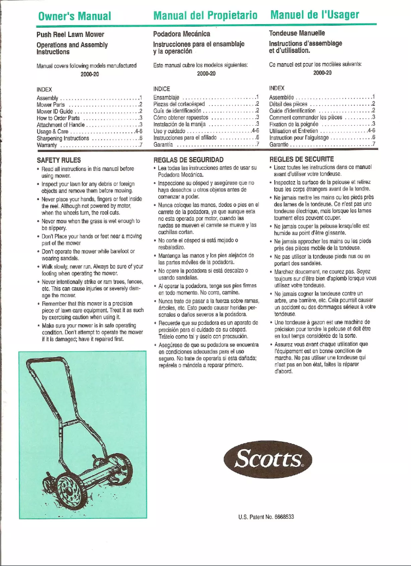 Página 1 del manual Manual de usuario Scotts 2000-20